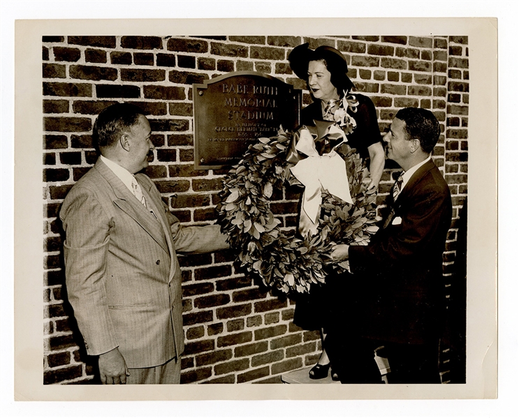 "Mrs. Babe Ruth" Claire Merritt Ruth Original Babe Ruth Yankee Stadium Memorial Wire Photograph