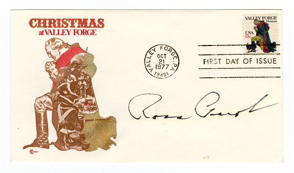 Ross Perot Signed Patriotic Christmas First Day Cover JSA Authentication
