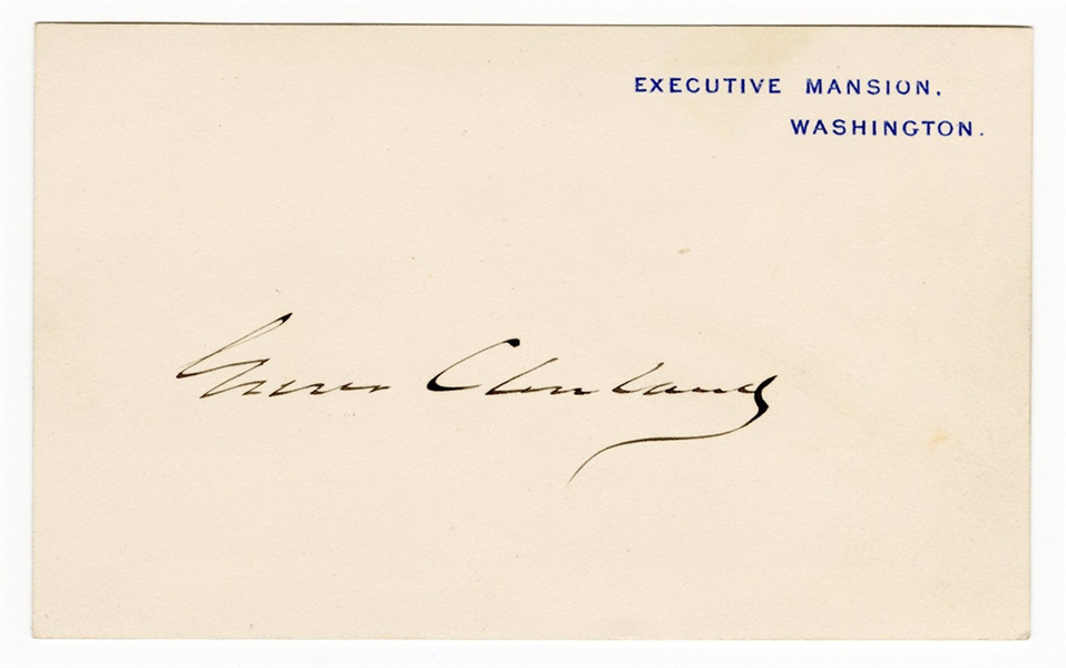 Grover Cleveland Signed Executive Mansion Signature Card JSA LOA