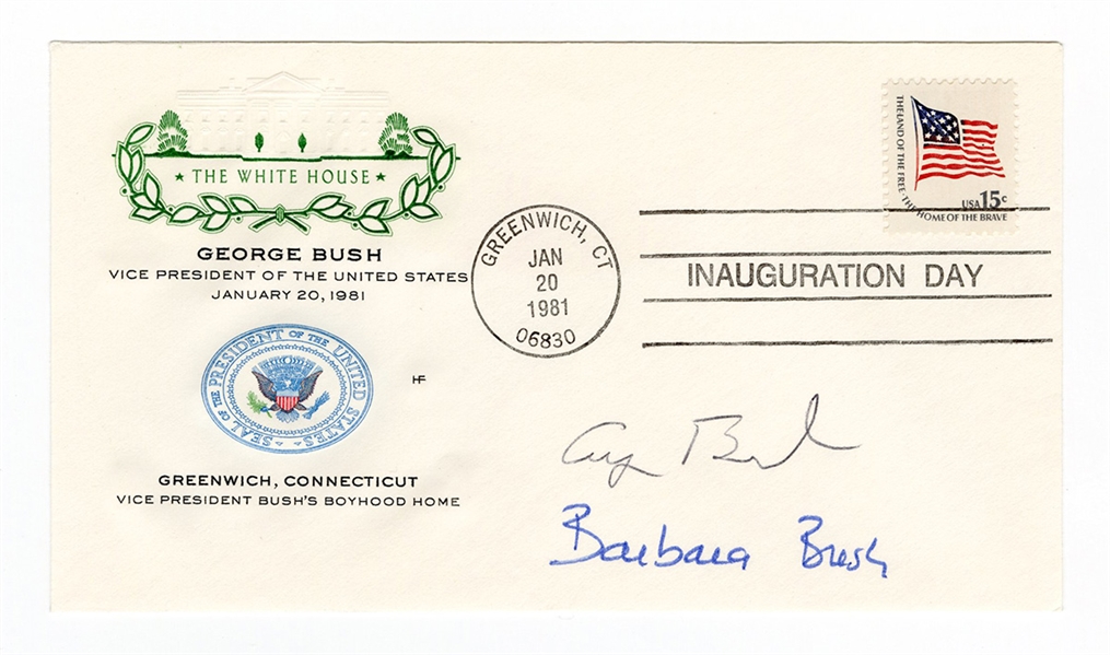 George Bush and Barbara Bush Signed Inauguration Day Postal Cover JSA LOA
