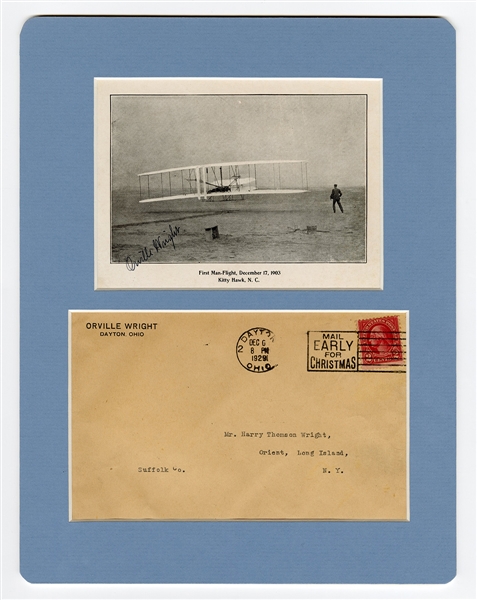 Orville Wright Signed Photographic Print with Mailing Envelope JSA LOA