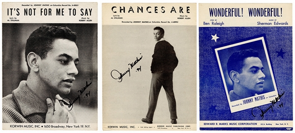 Johnny Mathis Signed Sheet Music (3 Pieces) JSA Authentication