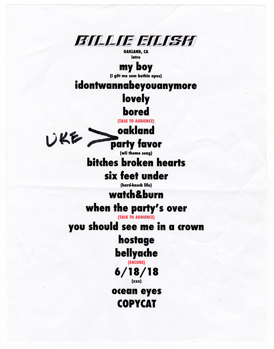 Billie Eilish Song List Concert