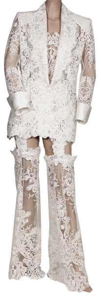 Beyoncé “On The Run Tour II” Stage Worn Iconic Custom White Lace Outfit