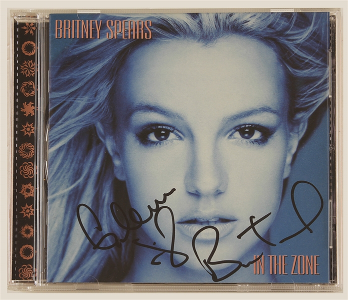 Britney Spears Signed & Inscribed "In The Zone" C.D. Insert and Laminate and "Got Milk" Original Cardboard Standee Display 