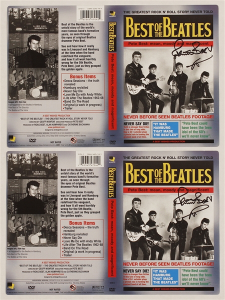 Beatles Pete Best Signed "Best of the Beatles - The Greatest Rock N Roll Story Never Told" DVD Cover Inserts (2) and The Beatles "1" Original Promotional Poster