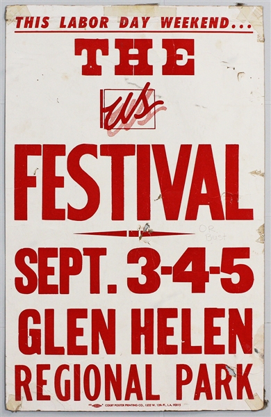 Grateful Dead, Talking Heads, Police Original US Festival Concert Poster