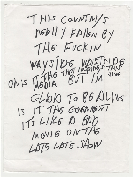Joey Ramone Handwritten Lyrics