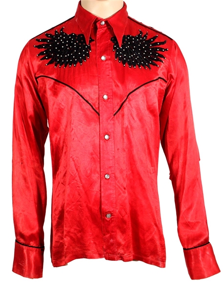 Jimi Hendrix Owned & Worn Red "Cowboy" Style Shirt from the Collection of Mike Quashie