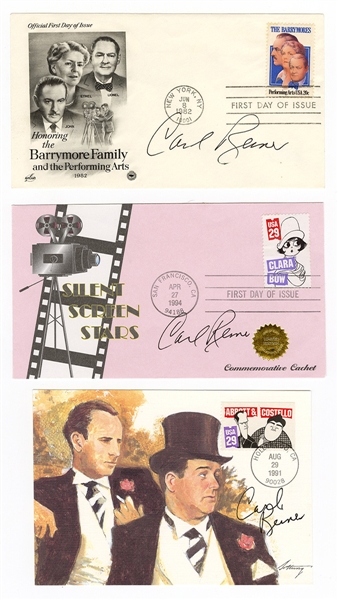Carl Reiner Signed Cachet Envelopes & Card Beckett COA