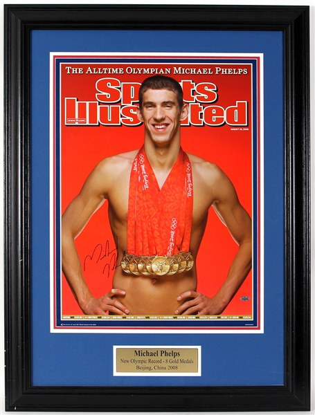 Michael Phelps Signed Large Sports Illustrated Cover Photograph JSA COA