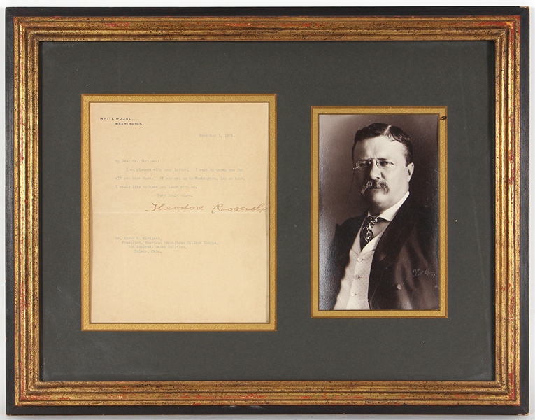 President Theodore Roosevelt Signed Letter JSA LOA