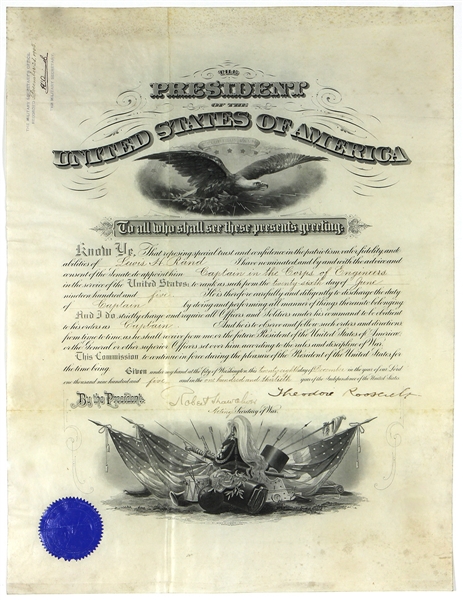 President Theodore Roosevelt Signed Document JSA LOA