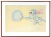 Joe Shuster Signed Large Vintage Original “Superman” Color Artwork Drawing