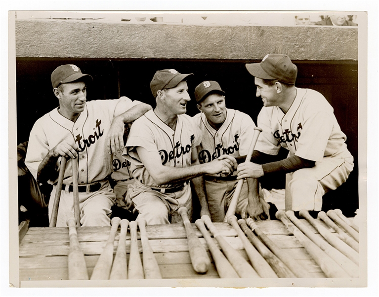 Mickey Cochrane, Goose Goslin, Irving Burns and Billy Rogell Black and White Photograph