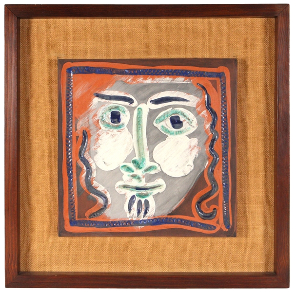 Pablo Picasso Visage aux cheveaux bouclé (A.R. 573) Terre de faïence plaque