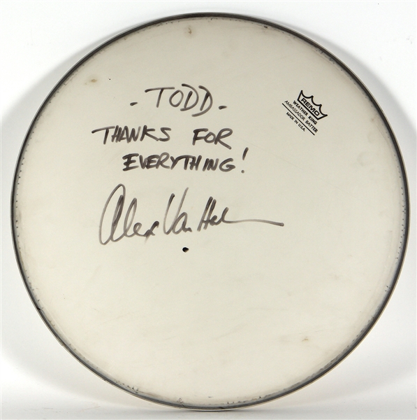 Alex Van Halen Stage Used and Signed Drumhead