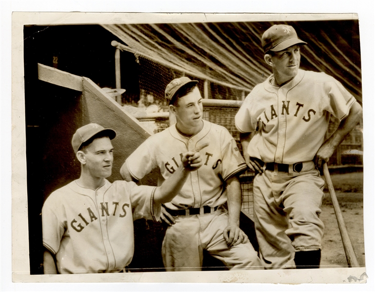 Mel Ott, George Myatt and Bill Terry Black and White Photograph