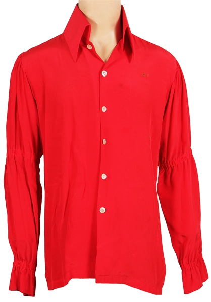 Elvis Owned and Worn IC Costume Co. Red Silk Shirt 