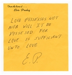Elvis Presley Handwritten & Initialed Religious Passage on His Personal Notepad Stationery
