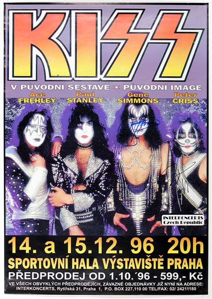 KISS Reunion Tour Czech Republic 1996 Concert Poster Signed by Gene Simmons and Peter Criss