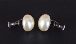 Marilyn Monroe Last Sitting White Veil Session Worn Faux Pearl Earrings