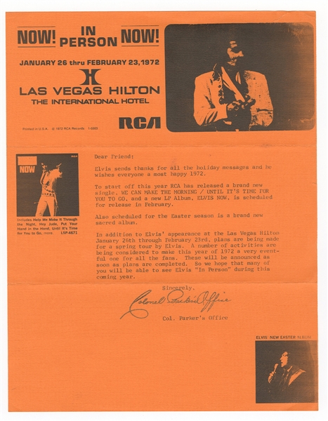 Elvis Presley Original Colonel Tom Signed Letters Lot