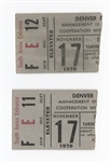 Elvis Presley Original Denver Show November 1970 Ticket Stubs