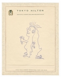 John Lennon Signed Hand Drawing on Tokyo Hilton Letterhead