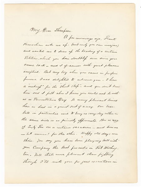 1861 The Hebert S. Thompson Civil War Baseball Farewell Letters PSA LOA