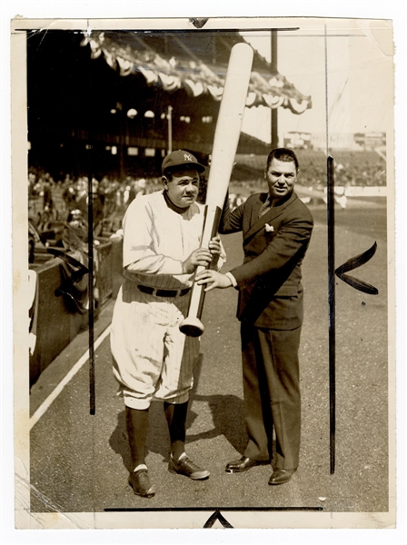 Babe Ruth and Jack Dempsey Original Wire Photograph