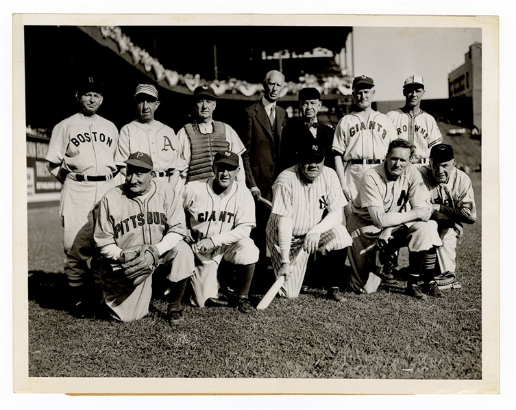 1943 Old-Timers Day Original Wire Photograph with Babe Ruth