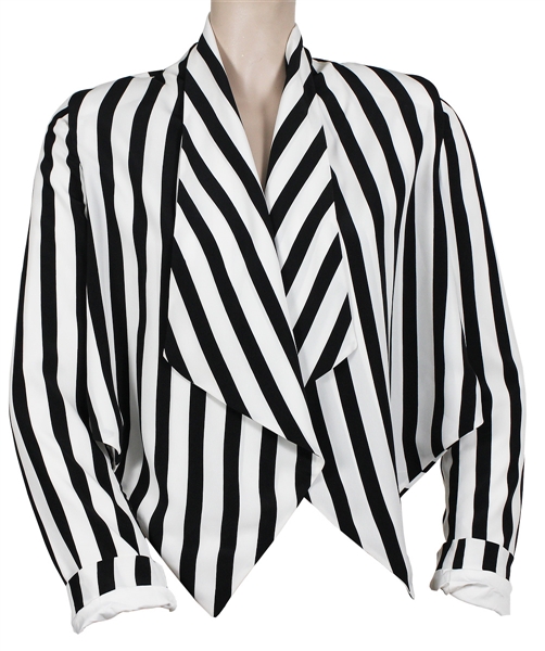Rihanna "Whats My Name" Music Video Worn Cropped Black & White Striped Blazer