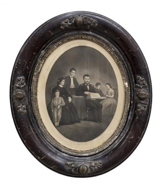 1860s General Ulysses S. Grant and Grant Family Original Large Print Engraving