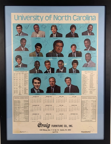 Michael Jordan Historic 1981 North Carolina Tar Heels Team Signed Calendar JSA LOA