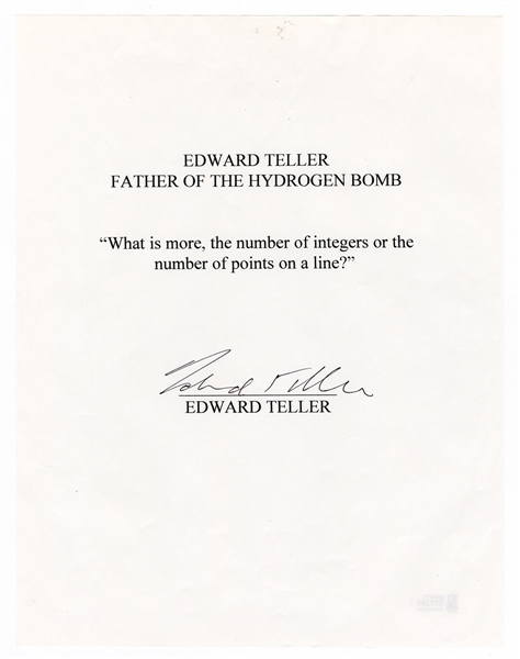 Edward Teller Father of the Hydrogen Bomb" Signed Letter Beckett COA