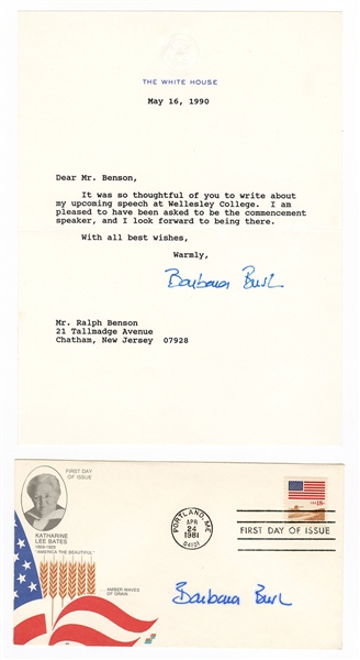 Barbara Bush Signed Envelope Beckett COA