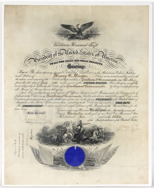 President William Howard Taft Signed Document JSA LOA