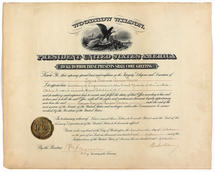 President Woodrow Wilson Signed Document JSA LOA