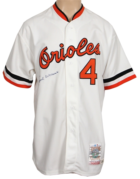 Earl Weaver Signed Baltimore Orioles Cooperstown Rookie Replica Jersey