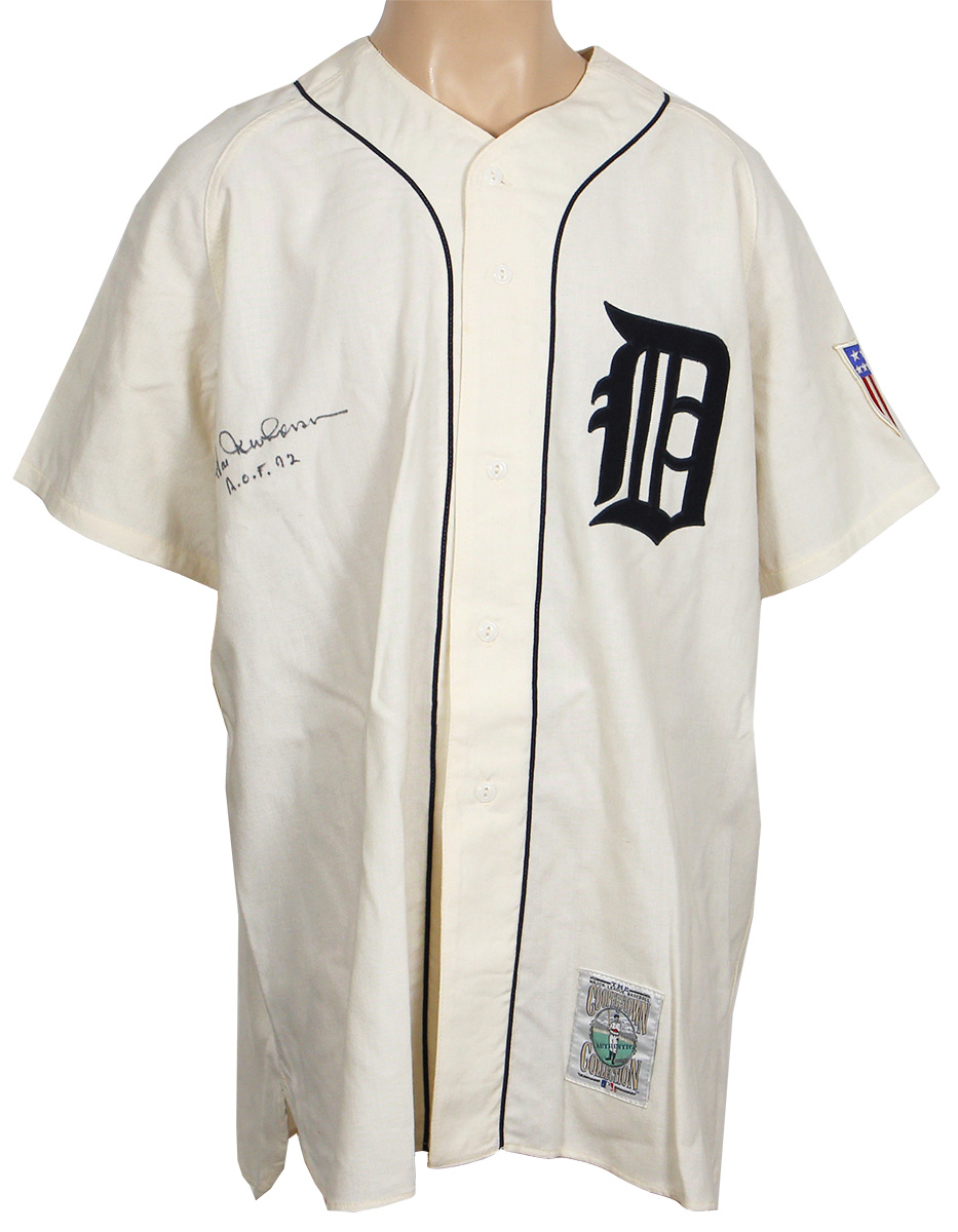 Lot Detail - Hal Newhouser Signed Detroit Tigers Cooperstown Rookie Replica  Jersey