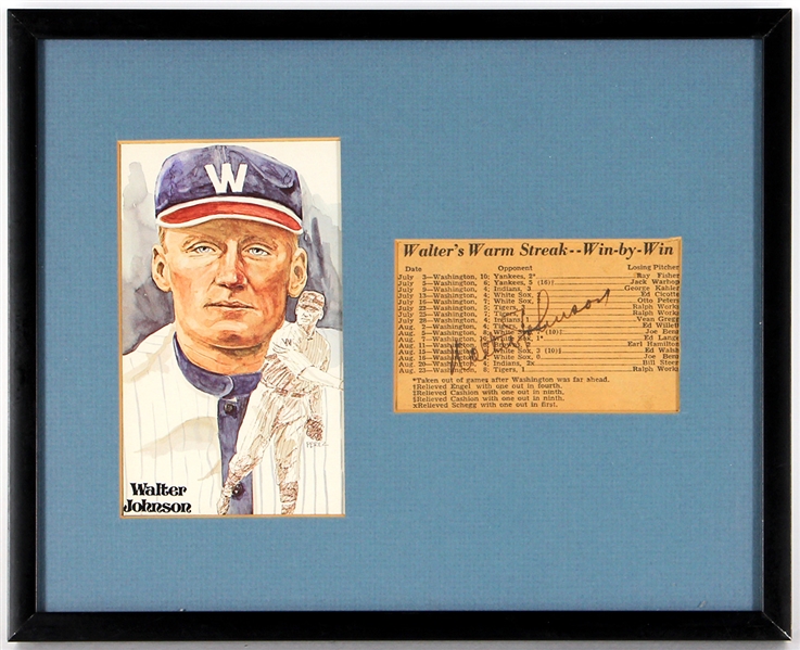 Walter Johnson Signed Framed Display