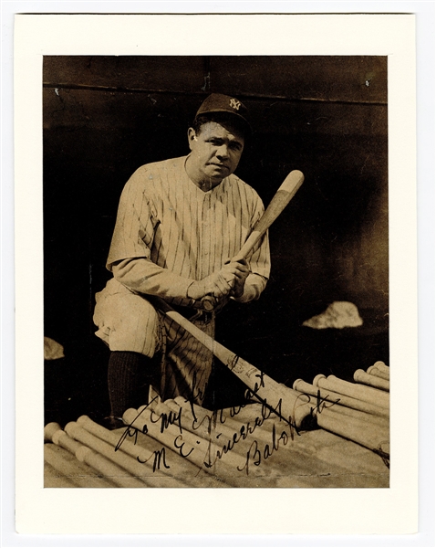 Babe Ruth Signed and Inscribed Portrait Photograph 