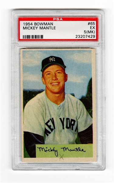 1954 Bowman Mickey Mantle Signed PSA #65 5(MK)