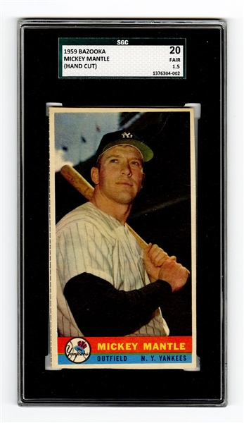 1959 Bazooka Mickey Mantle Hand Cut Baseball Card SGC 20 Fair 1.5