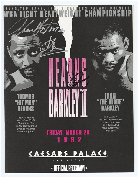 Thomas Hearns and Iran Barkley Signed Program (March 20, 1992) JSA Authentication