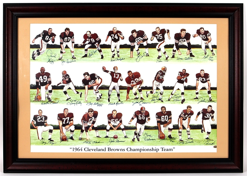 1964 Cleveland Browns Championship Team Signed and Framed Poster