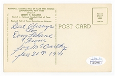 Joseph McCarthy Signed Hall of Fame Plaque Postcard