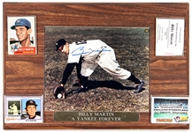 Billy Martin Signed Photograph and Baseball Card Framed Display