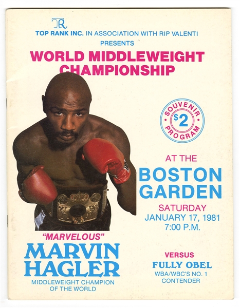 Marvin Hagler vs. Fully Obel 1981 Fight Souvenir Program
